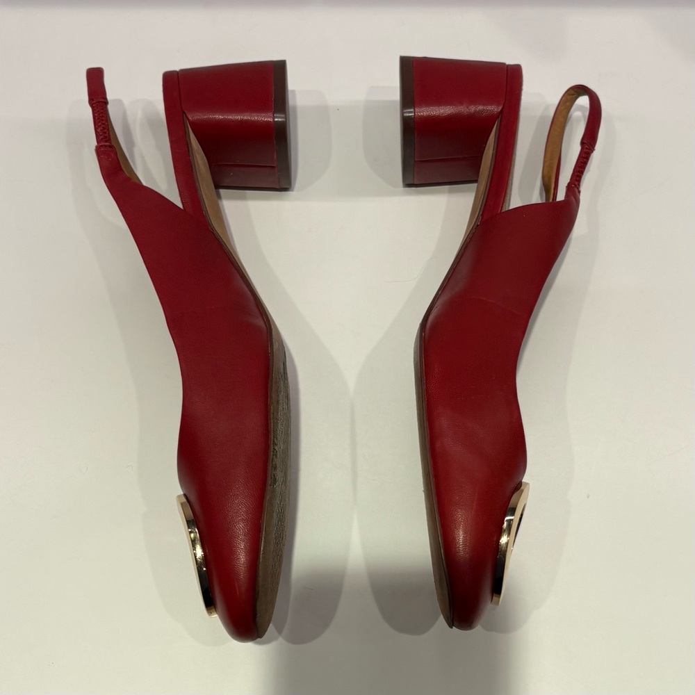 Tory Burch || Caterina Slingback Pumps Red Gold 8.5 - Picture 4 of 9